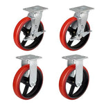 2" Wide Crowned Polyurethane on Steel Casters