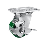 2" Wide Polyurethane on Cast Iron Casters Industrial Strength (Green)