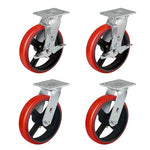 2" Wide Crowned Polyurethane on Steel Casters