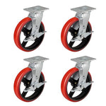 2" Wide Crowned Polyurethane on Steel Casters