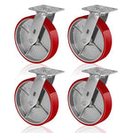 2 " Wide Polyurethane on Cast Iron Casters (Red)