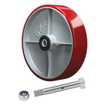 2" Wide Polyurethane on Cast Iron Wheel (Red)