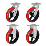 2" Wide Crowned Polyurethane on Steel Casters