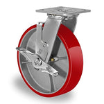 2 " Wide Polyurethane on Cast Iron Casters (Red)