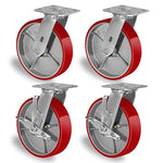 2 " Wide Polyurethane on Cast Iron Casters (Red)