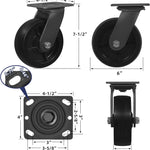 6"x 2" Heavy Duty Polyolefin Casters (Unplated)