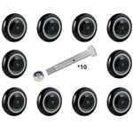 5" x 1-1/4" Polyurethane Shopping Cart Wheels (Black)
