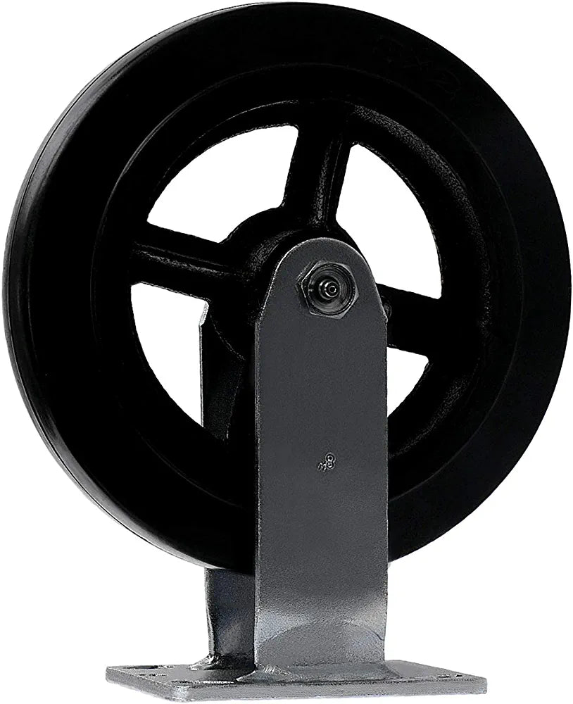 8" 4 Pack Plate Caster - Medium Heavy Duty Rubber Mold on Steel Wheel - 2600 lbs Total Capacity - Top Plate Caster - Pack of 4 (2 Swivel w/Brakes & 2 Rigid)