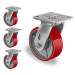 2 " Wide Polyurethane on Cast Iron Casters (Red)