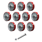 2" Wide Polyurethane on Cast Iron Wheel (Red)