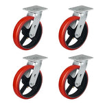 2" Wide Crowned Polyurethane on Steel Casters