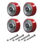 2" Wide Polyurethane on Cast Iron Wheel (Red)