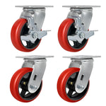 2" Wide Crowned Polyurethane on Steel Casters