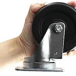 4" Swivel Caster Set - 1400 lbs Total Capacity - Polyolefin Black Rubber Top Plate - Pack of 4