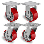 2 " Wide Polyurethane on Cast Iron Casters (Red)