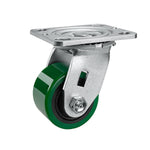2" Wide Polyurethane on Cast Iron Casters Industrial Strength (Green)