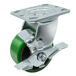 2" Wide Polyurethane on Cast Iron Casters Industrial Strength (Green)