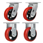 2" Wide Crowned Polyurethane on Steel Casters