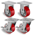 2 " Wide Polyurethane on Cast Iron Casters (Red)