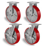2 " Wide Polyurethane on Cast Iron Casters (Red)