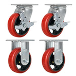 2" Wide Crowned Polyurethane on Steel Casters