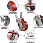 2" Wide Polyurethane on Steel Scaffolding Casters
