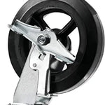 8" 4 Pack Plate Caster - Medium Heavy Duty Rubber Mold on Steel Wheel - 2600 lbs Total Capacity - Top Plate Caster - Pack of 4 (2 Swivel w/Brakes & 2 Rigid)