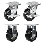 2" Wide Rubber Tread Cast Iron Caster