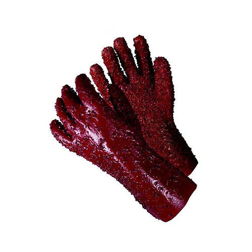 Chemical Resistant PVC Gloves, Rocky Finish, 12" Length, Jersey Lining