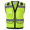 Vest Hi-Viz Yellow w/2" Silver Reflective Tape, Class II, 100% Polyester Mesh front & back,Radio/Cell Phone Holder, Multi Pockets- case of 30