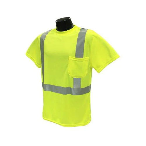 CLASS II T SHIRT, SILVER REFLECTOR, LIME, SIZE:S-4XL