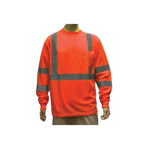 T-SHIRT LONG SLEEVES CLASS III, ORANGE 100% polyester, 130g/m2 birdeyes, Reflective tapes: SIZE:M-4XL