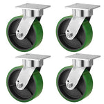 2" Wide Polyurethane on Cast Iron Kingpinless Casters