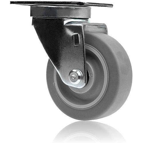 2 Pack 3.5" Thermoplastic Rubber Gray Swivel Plate Casters - 600 lbs Total Capacity, Heavy Duty Top Plate Casters (Pack of 2)