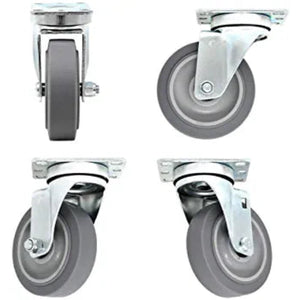 4" 2-Pack Plate Swivel Caster, Heavy Duty Thermoplastic Rubber Gray, Top Plate Casters, 720 lbs Total Capacity (Swivel Wheel)