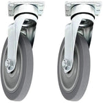 4" 2-Pack Plate Swivel Caster, Heavy Duty Thermoplastic Rubber Gray, Top Plate Casters, 720 lbs Total Capacity (Swivel Wheel)