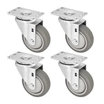 3.5" 4-Pack Heavy Duty Thermoplastic Rubber Swivel Plate Casters - 1200 lbs Total Capacity