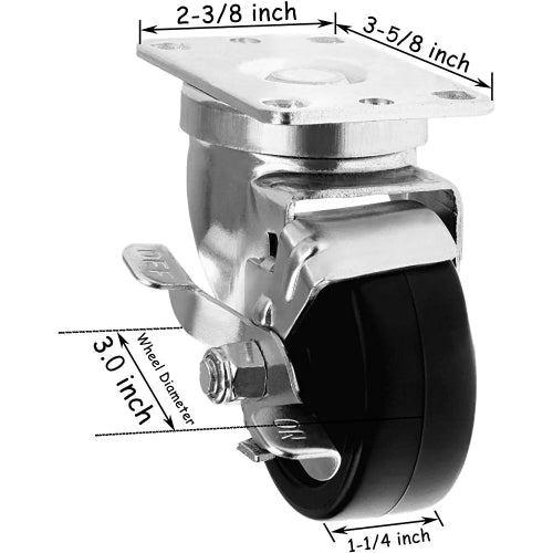 Heavy-Duty Caster Wheels with 360-Degree Movement and 1320 lbs Total Capacity for Industrial Equipment - Pack of 4 with Lifetime Warranty