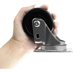 Heavy Duty 3" Swivel Caster with Polyolefin Black Rubber Top Plate - 660 lbs Total Capacity (Pack of 2)