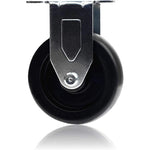 Heavy-Duty 4" Polyolefin Black Rubber Top Plate Casters - 1400 lbs Total Capacity (Pack of 4, Rigid)