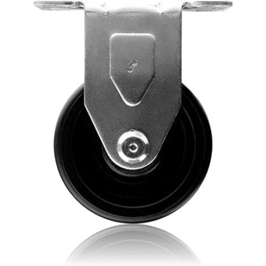 3" Polyolefin Black Rubber Top Plate Caster - 1320 lbs Total Capacity (Pack of 4, Rigid)