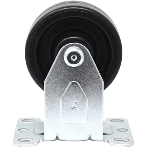 3" Polyolefin Black Rubber Top Plate Caster - 1320 lbs Total Capacity (Pack of 4, Rigid)