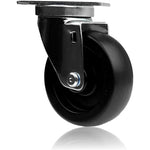 4" Swivel Caster with 700 lbs Total Capacity - Pack of 2, Polyolefin Black Rubber Top Plain Plate for Smooth Movement