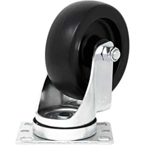 4" Swivel Caster with 700 lbs Total Capacity - Pack of 2, Polyolefin Black Rubber Top Plain Plate for Smooth Movement