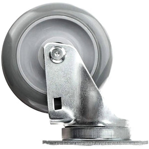 Heavy-Duty 4" Swivel Caster Set with 1320 lbs Total Capacity - Pack of 4 - Gray Polyurethane Wheels with Annular Top Plate