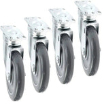 Heavy-Duty 4" Swivel Caster Set with 1320 lbs Total Capacity - Pack of 4 - Gray Polyurethane Wheels with Annular Top Plate