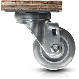 Set of 4 Swivel Casters with 3" Gray Polyurethane Wheels - Total Capacity of 1200 lbs - Top Plate Mounting