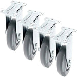 3-inch 4-Pack Rigid Caster Set with Gray Polyurethane Wheels and 1200 lbs Total Capacity