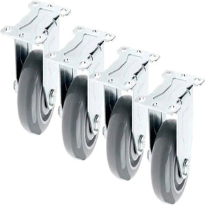 3-inch 4-Pack Rigid Caster Set with Gray Polyurethane Wheels and 1200 lbs Total Capacity