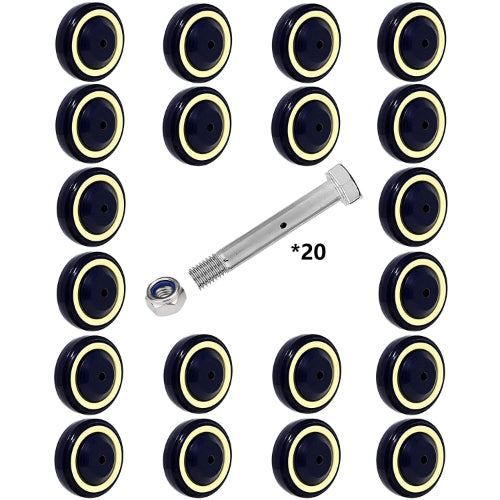 4-Pack 4-Inch Shopping Cart Wheels with 1200 lbs Total Capacity - Polyurethane, Double Ball Bearings, Stepped & Full Tread Face (Dark Blue Beige)